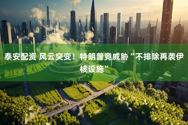 泰安配资 风云突变！特朗普竟威胁“不排除再袭伊核设施”